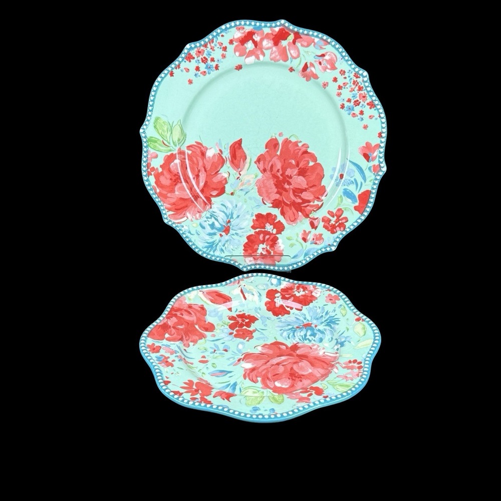 Pioneer Woman Gorgeous Garden Floral Stoneware Dinner 10.5" & Salad 8.5" Plates